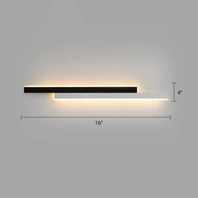 Minimalist Black And White Linear Led Wall Light - Modern Metal Flush Mount Sconce For Corridor