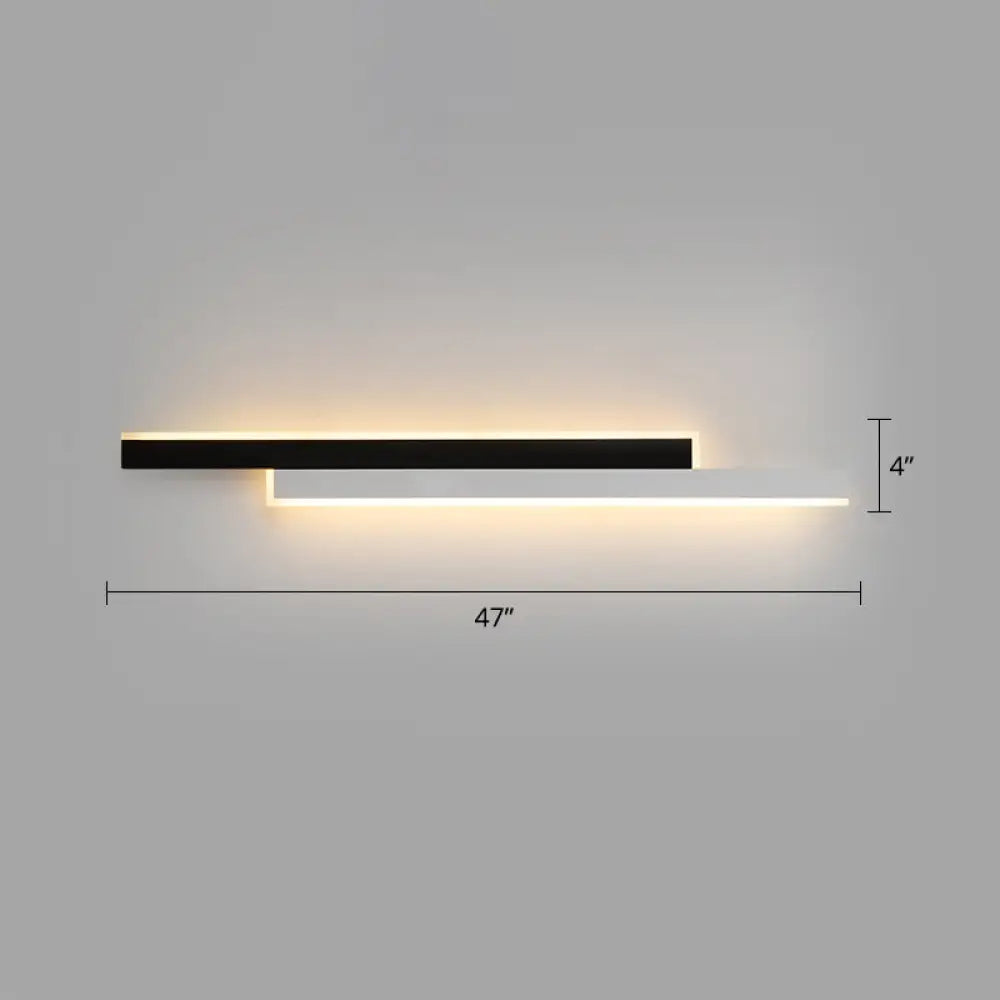 Minimalist Black And White Linear Led Wall Light - Modern Metal Flush Mount Sconce For Corridor