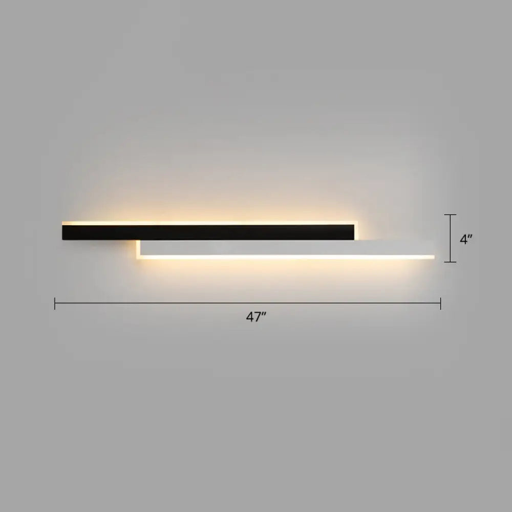 Minimalist Black And White Linear Led Wall Light - Modern Metal Flush Mount Sconce For Corridor