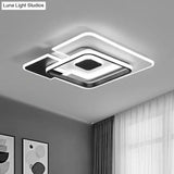 Minimalist Black And White Living Room Ceiling Light - Rectangular Flush Mount Fixture