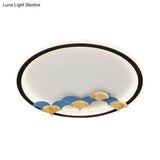 Minimalist Black Ceiling Mounted Led Flush Lamp With Leaf/Geometric Deco - Round/Square Design