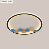 Minimalist Black Ceiling Mounted Led Flush Lamp With Leaf/Geometric Deco - Round/Square Design