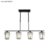 Minimalist Black Crystal Ceiling Chandelier For Restaurants - Geometric Design