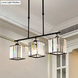 Minimalist Black Crystal Ceiling Chandelier For Restaurants - Geometric Design