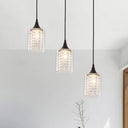 Minimalist Black Cylinder Pendant Light With 3 Clear Glass Shades And Linear/Round Canopy / Linear