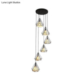 Minimalist Black Diamond Cage Pendant Light Kit With 6 Inner Fabric Shades: Versatile Corridor