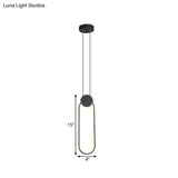 Minimalist Black Ellipse Pendant Led Ceiling Lamp In Warm/White Light