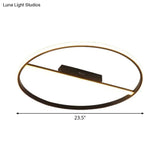 Minimalist Black Flush Mounted Led Ceiling Lamp With Cross Bar - 18’/23.5’ Diameter Warm/White Light