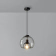 Minimalist Black Glass Pendant Light For Modern Dining Rooms / Round