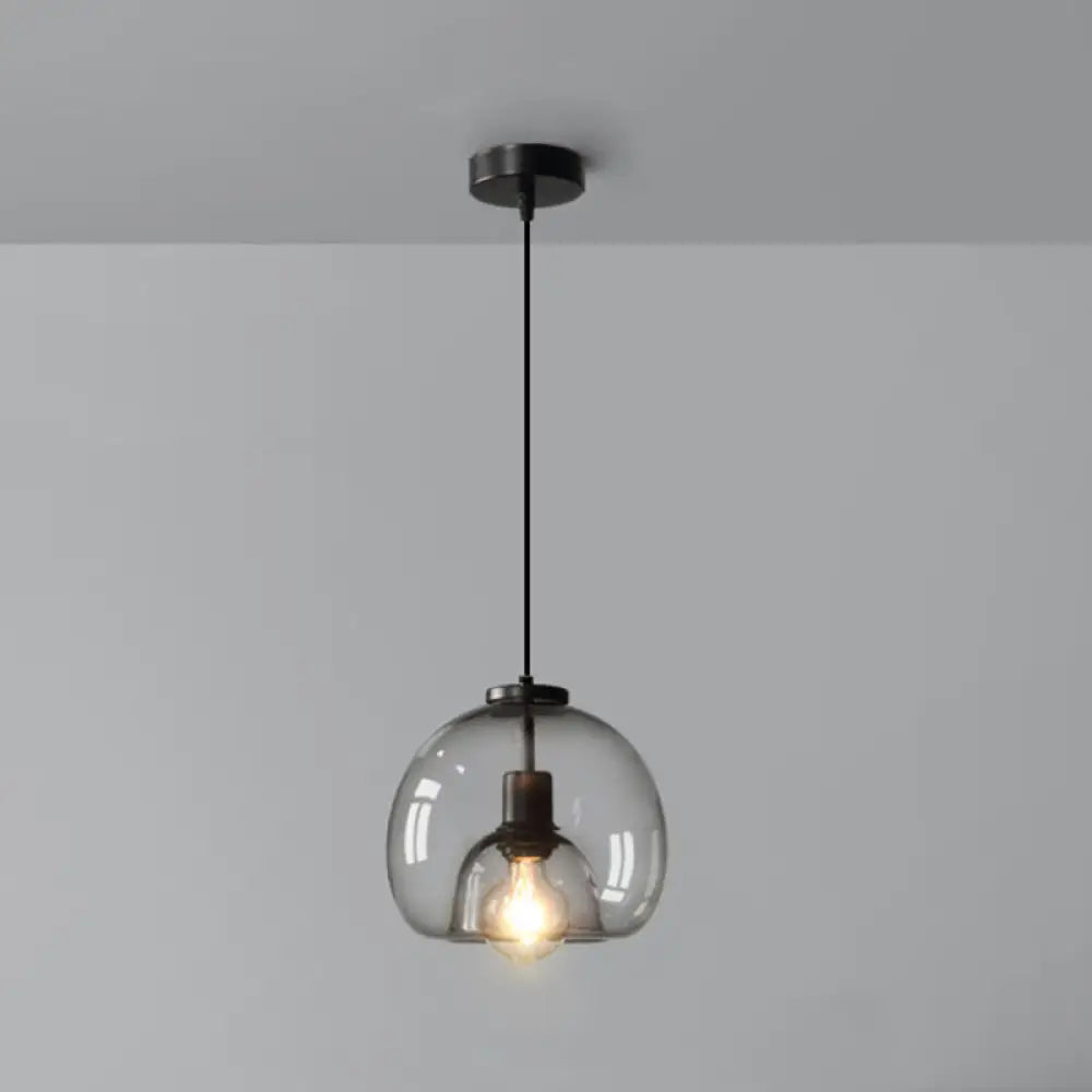 Minimalist Black Glass Pendant Light For Modern Dining Rooms / Round