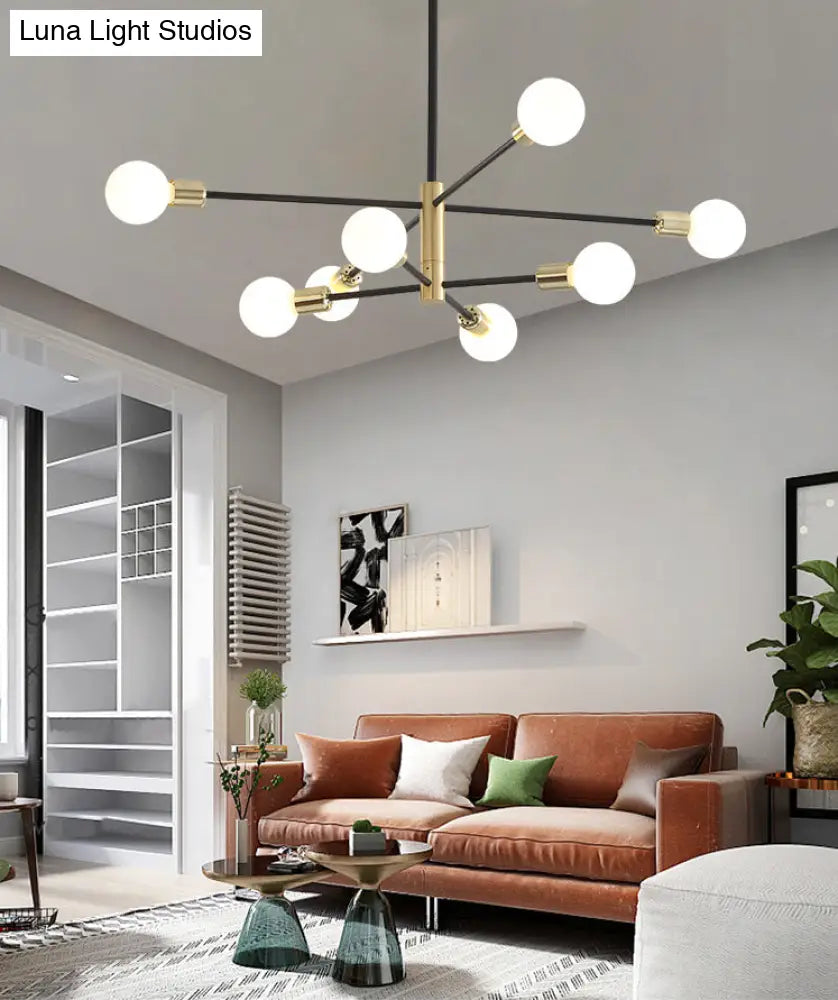Minimalist Black Glass Sphere Hanging Pendant Light For Modern Living Rooms