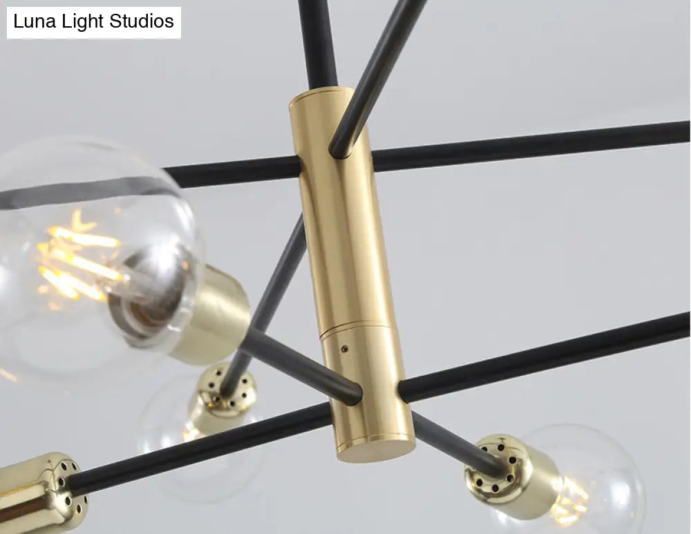 Minimalist Black Glass Sphere Hanging Pendant Light For Modern Living Rooms