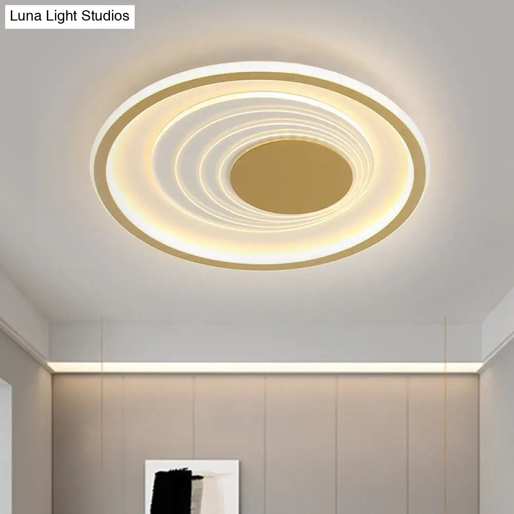 Minimalist Black/Gold Metal Flush Lamp - Led Ceiling Light In Warm/White 16’/19.5’ Width