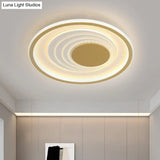 Minimalist Black/Gold Metal Flush Lamp - Led Ceiling Light In Warm/White 16’/19.5’ Width