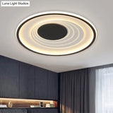 Minimalist Black/Gold Metal Flush Lamp - Led Ceiling Light In Warm/White 16’/19.5’ Width