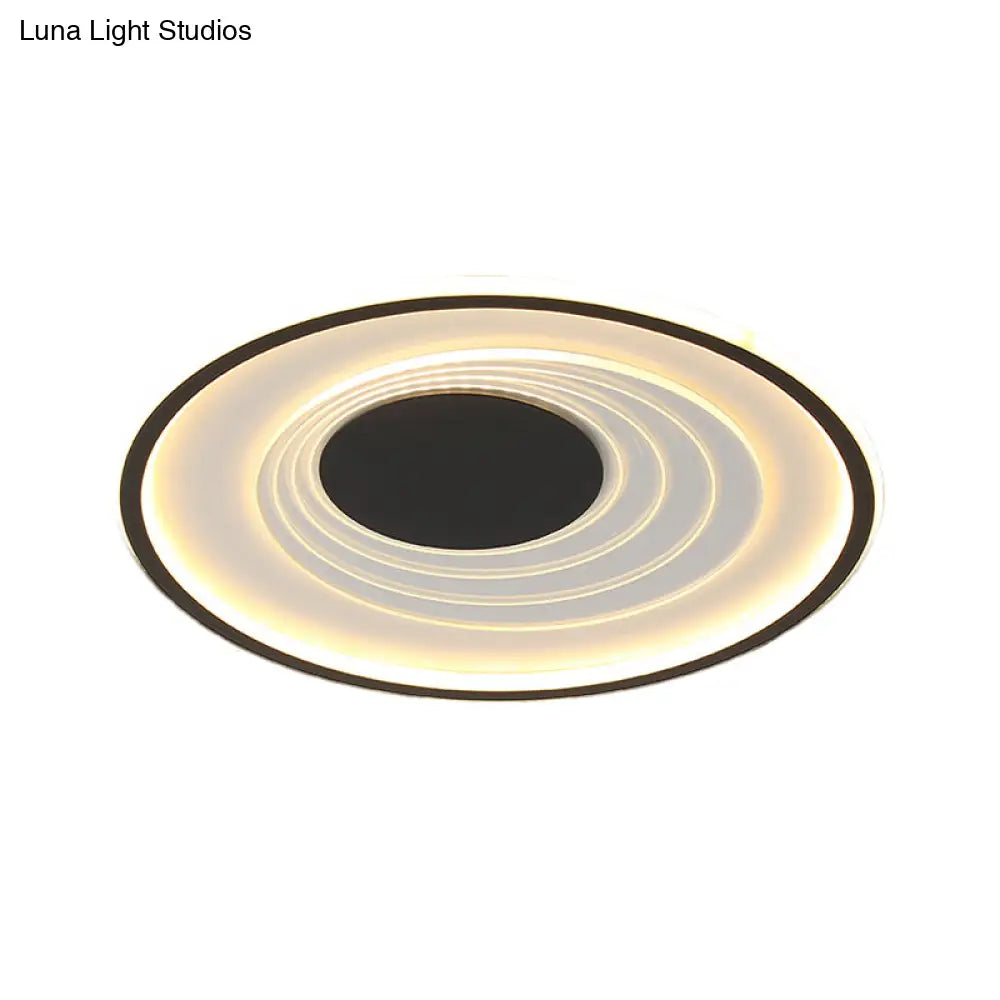 Minimalist Black/Gold Metal Flush Lamp - Led Ceiling Light In Warm/White 16’/19.5’ Width