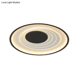 Minimalist Black/Gold Metal Flush Lamp - Led Ceiling Light In Warm/White 16’/19.5’ Width
