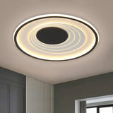 Minimalist Black/Gold Metal Flush Lamp - Led Ceiling Light In Warm/White 16’/19.5’ Width Black