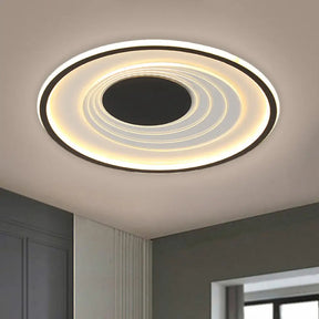 Minimalist Black/Gold Metal Flush Lamp - Led Ceiling Light In Warm/White 16’/19.5’ Width Black
