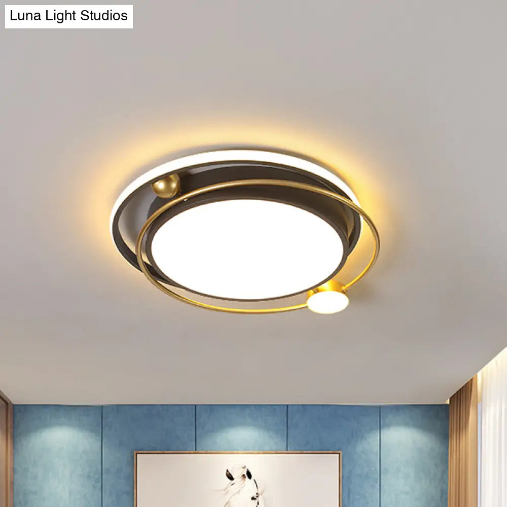 Minimalist Black-Gold Metallic Led Flush Mount Light Fixture
