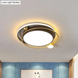 Minimalist Black-Gold Metallic Led Flush Mount Light Fixture