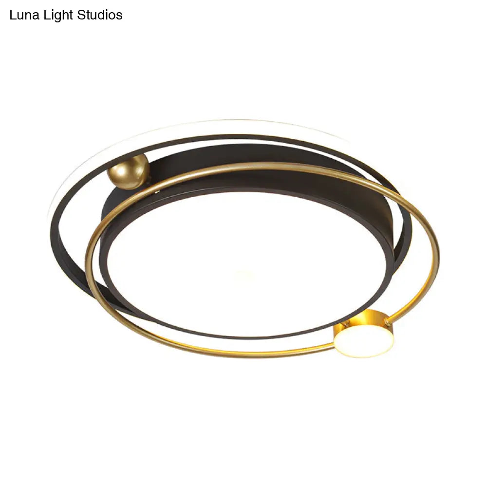 Minimalist Black-Gold Metallic Led Flush Mount Light Fixture