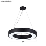 Minimalist Black Hoop Pendant Light With Led Acrylic Suspension - Available In 3 Sizes
