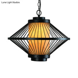Minimalist Black Iron Cage Pendant Light Fixture With Tapered Design