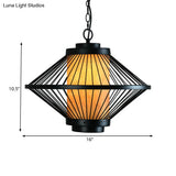 Minimalist Black Iron Cage Pendant Light Fixture With Tapered Design