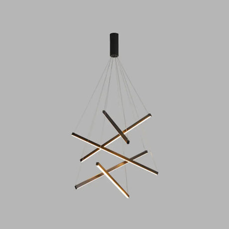 Minimalist Black Led Chandelier: Stylish Metal Suspension Lamp For Lobby 5 / White
