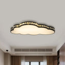 Minimalist Black Led Cloud Shape Flush Mount With Faceted Crystal For Bedroom