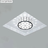 Minimalist Black Led Crystal Drum Flush Mount Lighting With White Light