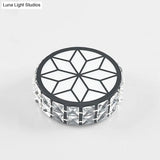 Minimalist Black Led Crystal Drum Flush Mount Lighting With White Light
