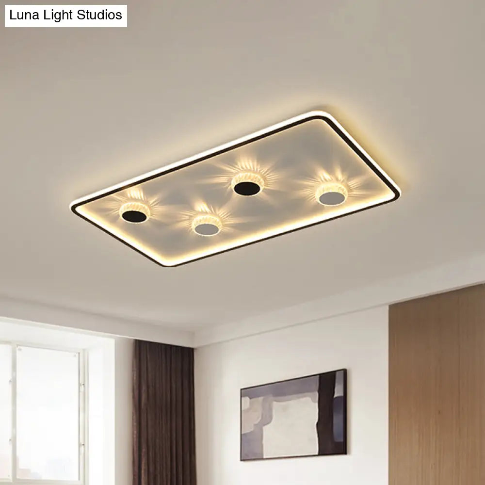 Minimalist Black Led Flush Mount Ceiling Lamp With Acrylic Round/Rectangle/Square Design In