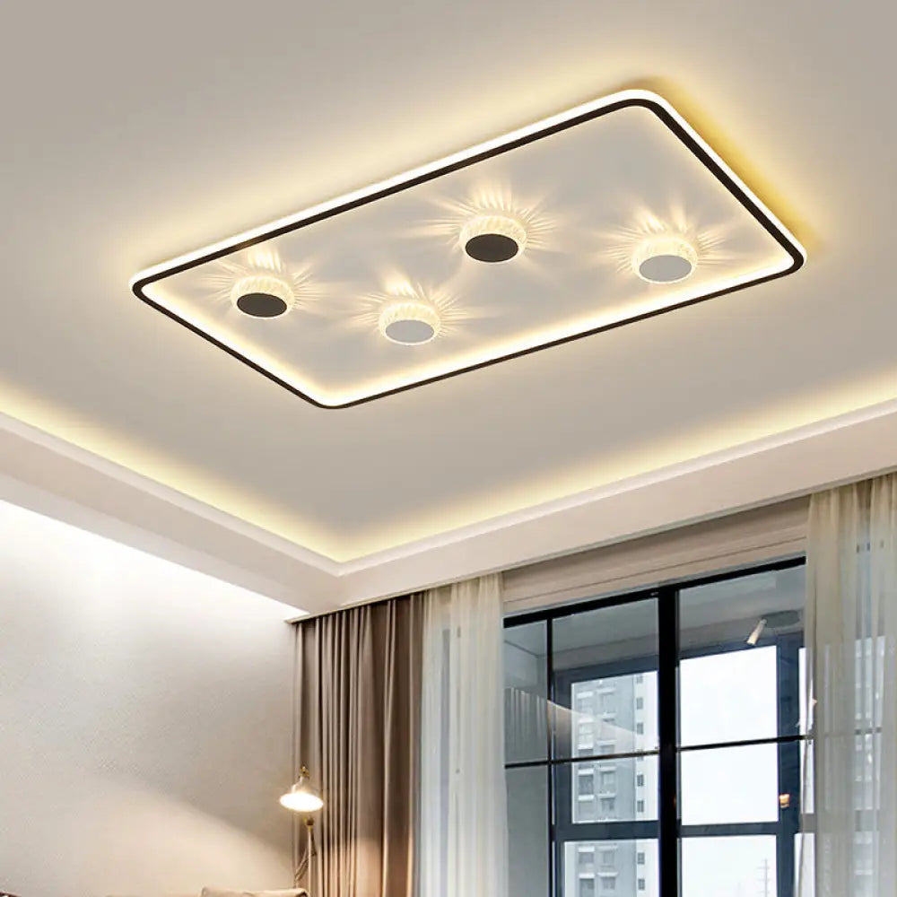 Minimalist Black Led Flush Mount Ceiling Lamp With Acrylic Round/Rectangle/Square Design In