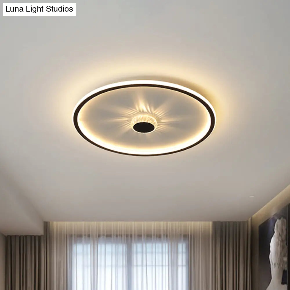 Minimalist Black Led Flush Mount Ceiling Lamp With Acrylic Round/Rectangle/Square Design In