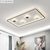 Minimalist Black Led Flush Mount Ceiling Lamp With Acrylic Round/Rectangle/Square Design In