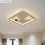 Minimalist Black Led Flush Mount Ceiling Lamp With Acrylic Round/Rectangle/Square Design In