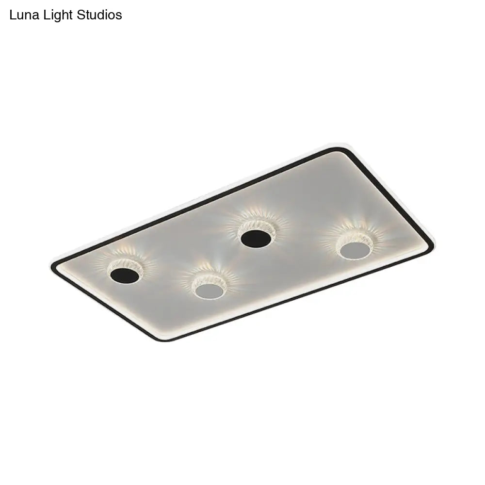 Minimalist Black Led Flush Mount Ceiling Lamp With Acrylic Round/Rectangle/Square Design In