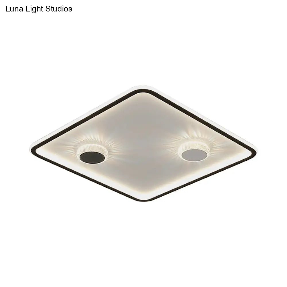 Minimalist Black Led Flush Mount Ceiling Lamp With Acrylic Round/Rectangle/Square Design In