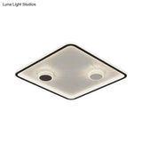 Minimalist Black Led Flush Mount Ceiling Lamp With Acrylic Round/Rectangle/Square Design In