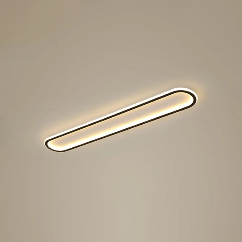 Minimalist Black Led Flush Mount Ceiling Light For Corridor With Acrylic Oblong Shape / 23.5’