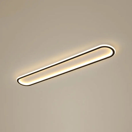 Minimalist Black Led Flush Mount Ceiling Light For Corridor With Acrylic Oblong Shape / 47’