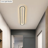 Minimalist Black Led Flush Mount Ceiling Light For Corridor With Acrylic Oblong Shape