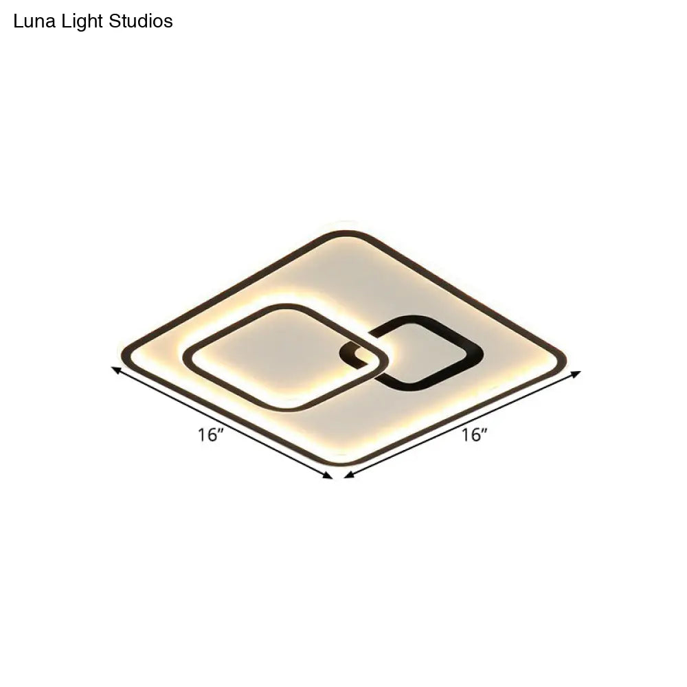 Minimalist Black Led Flush Mount Light | Acrylic Ceiling Lighting Fixture 16’/19.5’ Width