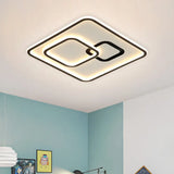 Minimalist Black Led Flush Mount Light | Acrylic Ceiling Lighting Fixture 16’/19.5’ Width / 16’