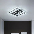 Minimalist Black Led Flush Mount Light Fixture For Living Room: Rectangle Acrylic Semi / 3 Tiers