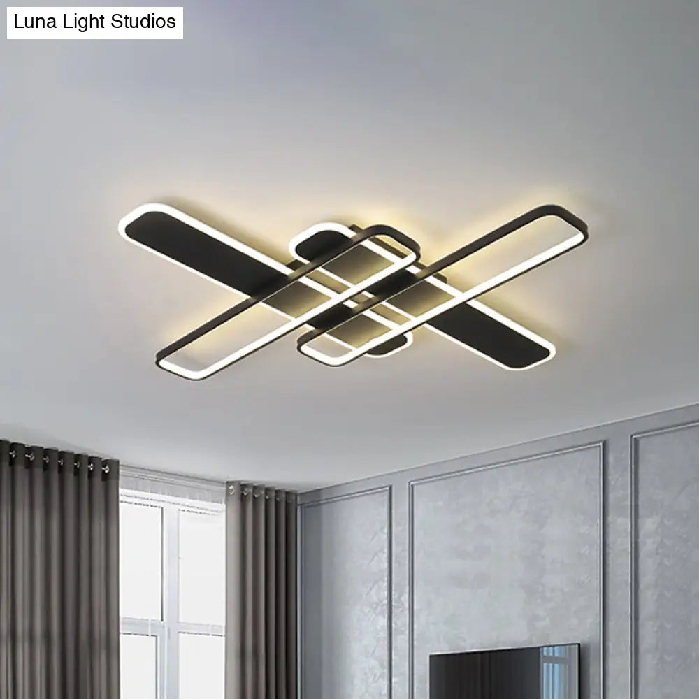 Minimalist Black Led Flush Mount Light With Acrylic Frame