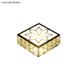 Minimalist Black Led Flush Mount Light With Inlaid Crystal For Corridor Ceiling Lighting