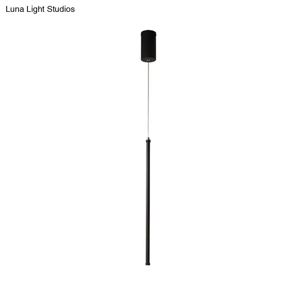 Minimalist Black Metal Tubular Pendant Light Fixture - Led Hanging Ceiling (Warm/White)